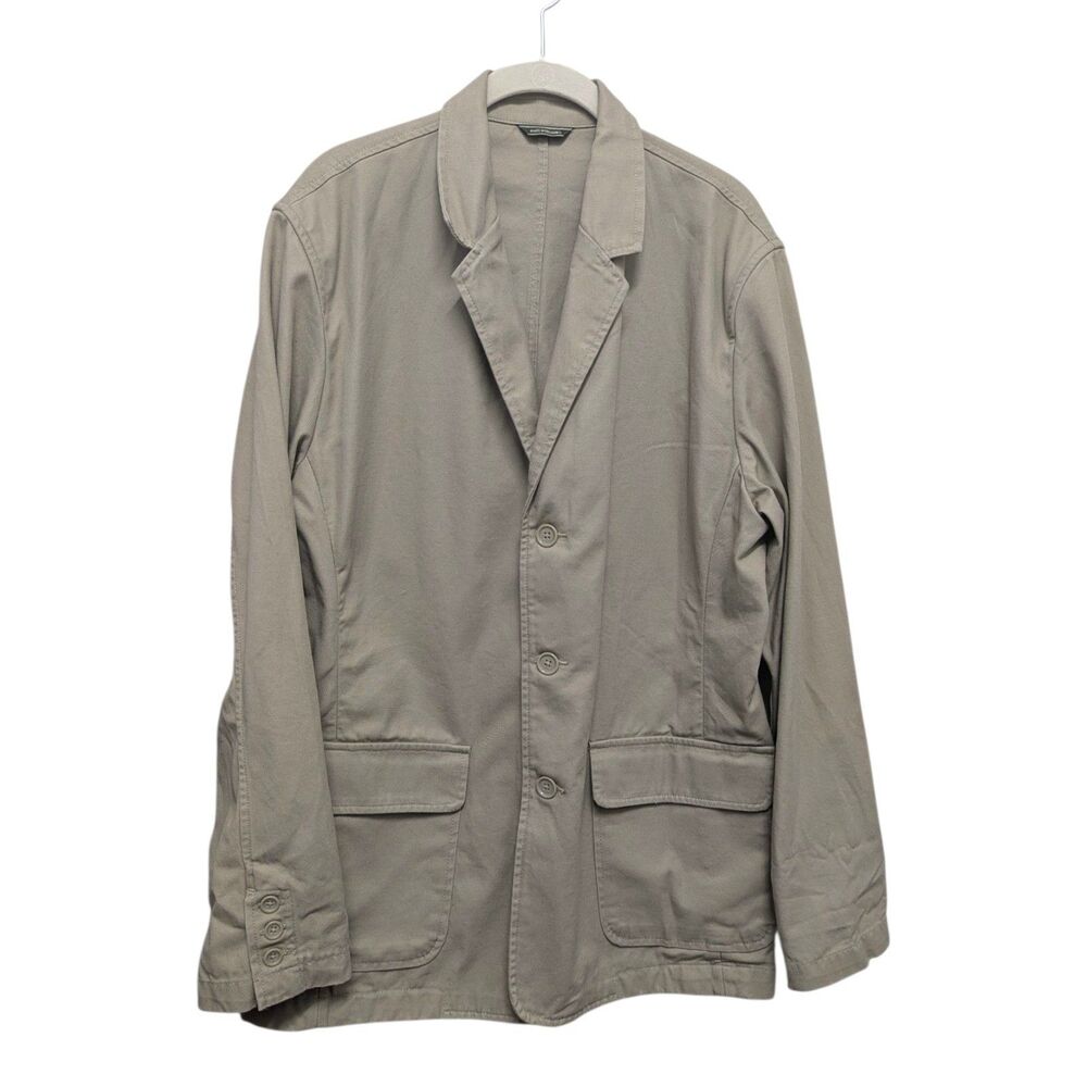 Eddie Bauer Sport Coat MENS MEDIUM Beige Blazer Safari Field Jacket VINTAGE Y2K